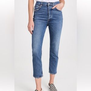 Riley High Rise Straight Crop Jeans, Size 23, Color: Silence